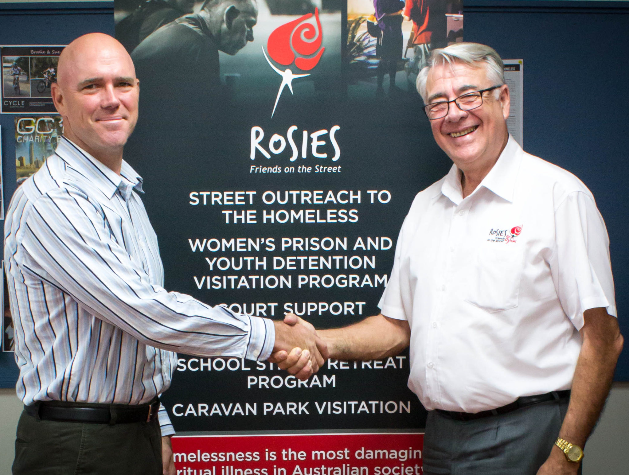 New General Manager Troy Bailey (left) is officially welcomed by predecessor Bob Boardman