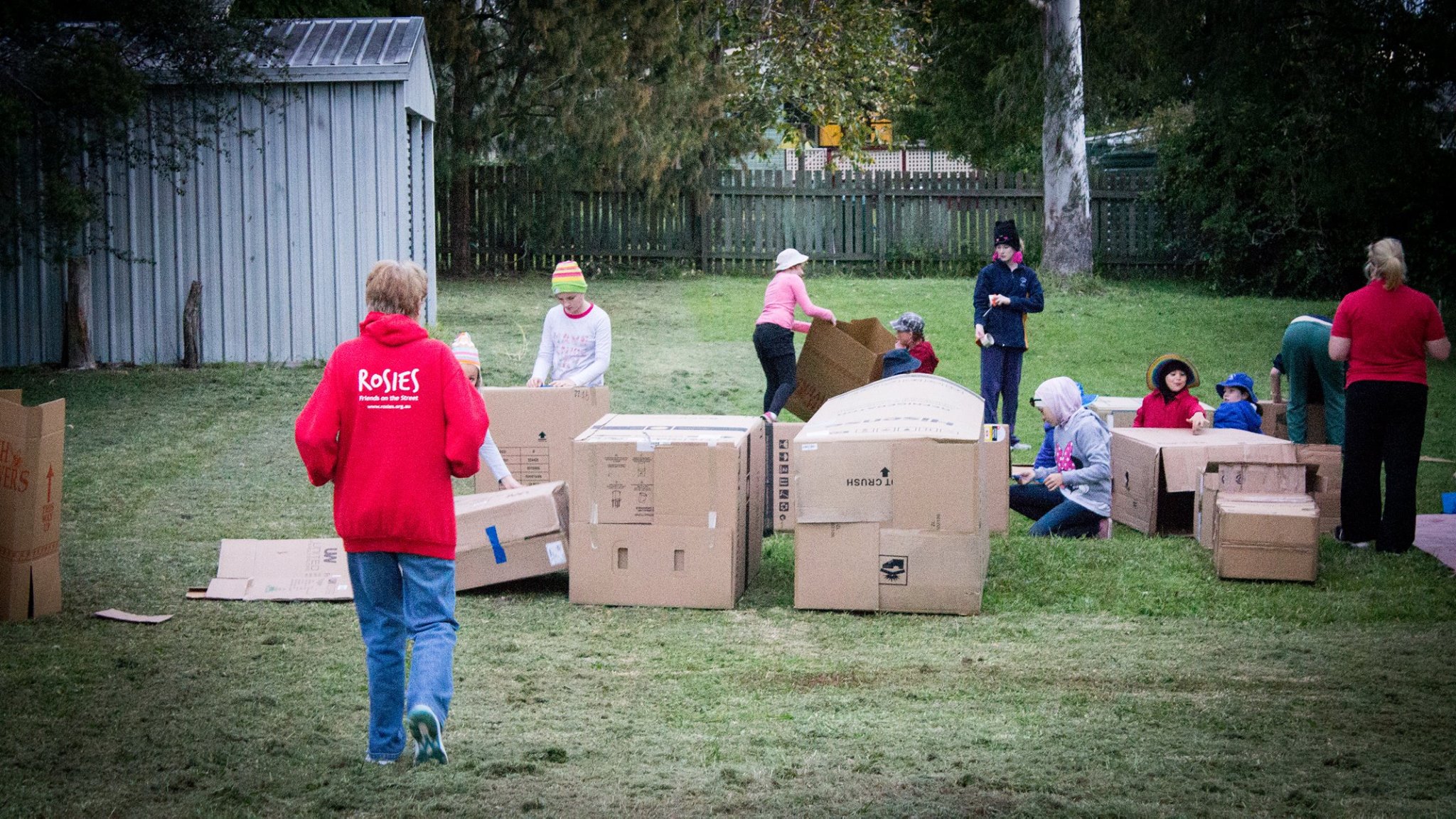 Guides set up their boxes